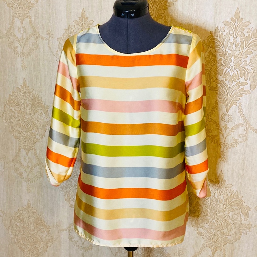Outback Red Satin Rainbow Stripe Blouse XS